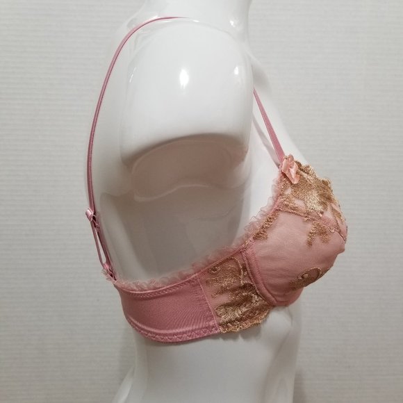 Glamour bra 34B floral lace mesh ornate bow butterfly dragonfly romantic lolita - Picture 4 of 14